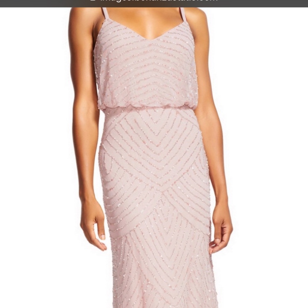 EUC Adrianna Papell Beaded Pink Gown size 2